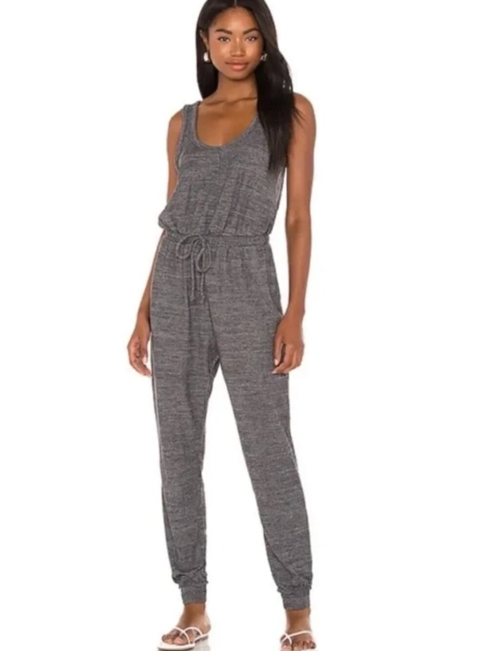 Free People Heather Charcoal Bi Coastal Knit Jumpsuit Size XS